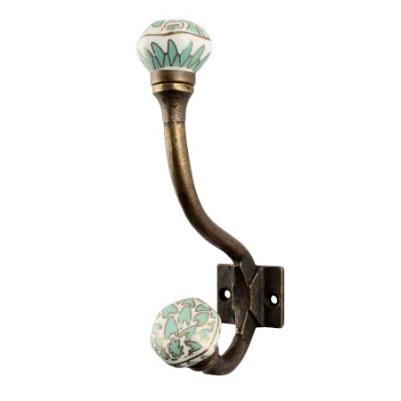 Sea Green Hexagon Small Ceramic Iron Hook